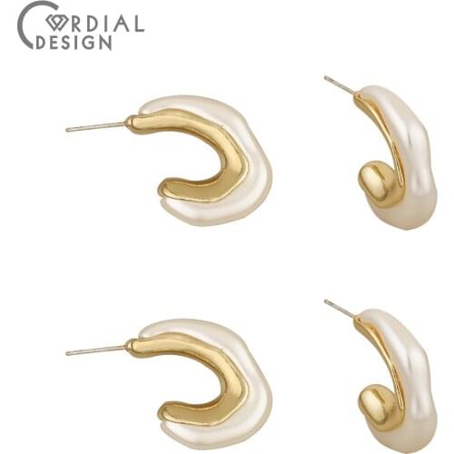 Cordial Design 40Pcs 7*30MM Jewelry Accessories/Hooks Shape/Earrings Stud/DIY Making/Imitation Pearl/Jewelry Findings Components