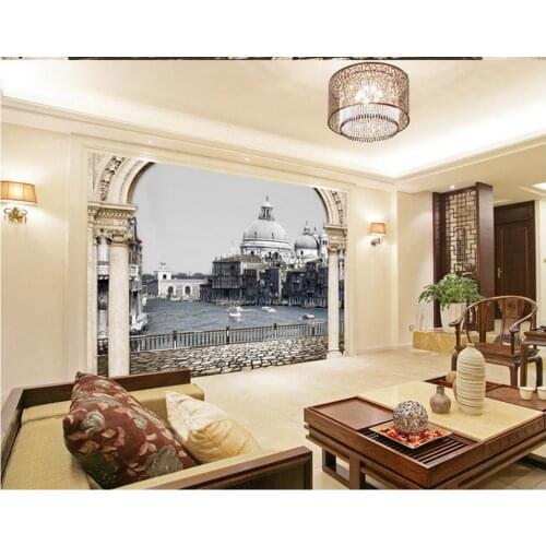 Home Decoration Three-dimensional Roman column water city background wall wallpaper bathroom