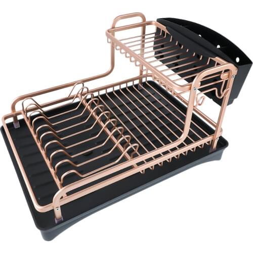 Double Layer Aluminum Alloy Sink Stand Dish Drying Rack Kitchen Organizer Drainer Plate Holder Cutlery Storage Shelf Accessories
