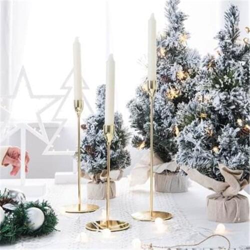 3 Pcs/ Set European Metal Candle Holder Simple Golden Wedding Decoration Bar Party Living Room Decoration Christmas Decoration