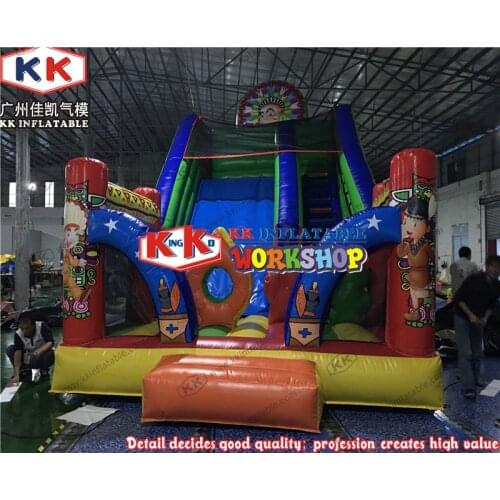 Indian tribal culture childrens paradise Slide trampoline combination Inflatable slide