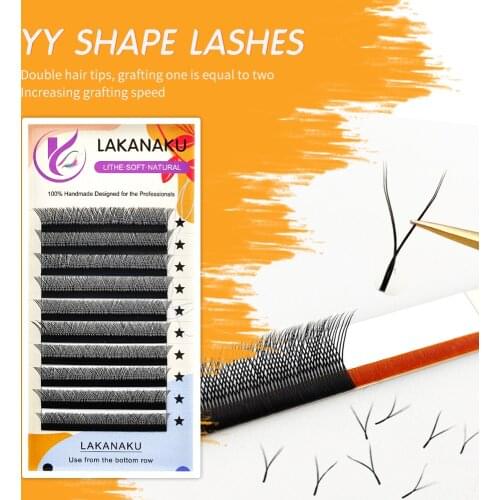 Lakanaku Faux Cils Y Lashes Volume Matte Black Premium Lash Extension 0.07 C/D 8-15 Natural Lashes Female Makeup Y Shape Eyelash