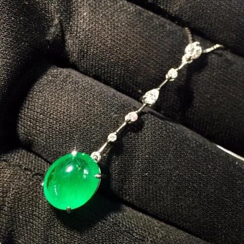 Colombia Origin Fine Jewelry Real Pt850 Gold Natural 4.46ct Emerald Gemstones Female Pendants for Women Fine Necklace