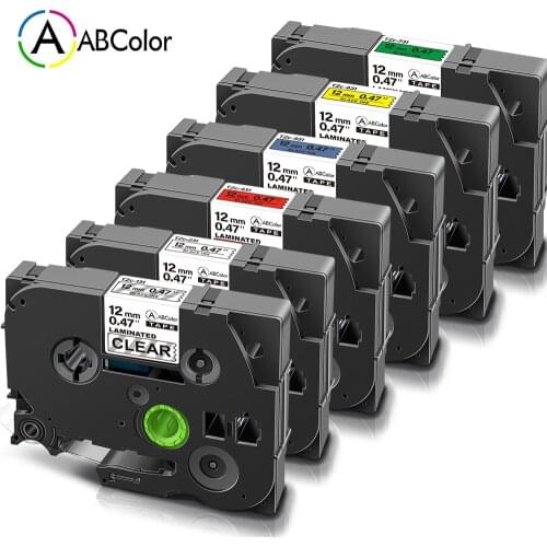 6PK 12mm Tape TZe-231 TZe 231 TZe-131 tze-431 TZe-531 TZe-631 TZe-731 Label Tape Printer Ribbon For Brother P touch Label Maker