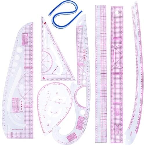 LMDZ 8PCS Practical Sewing French Curve Cutting Ruler Measure Dressmaking Tailor Cutting Craft Scale Rule Drawing Tool