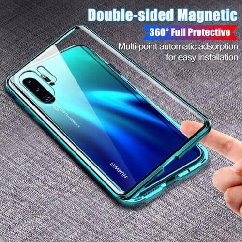 Suitable for Huawei Mate 20 30 P40 P30 pro mobile phone case Suitable Honor 10 9X Nova 4 5 Metal magnetic adsorption glass case