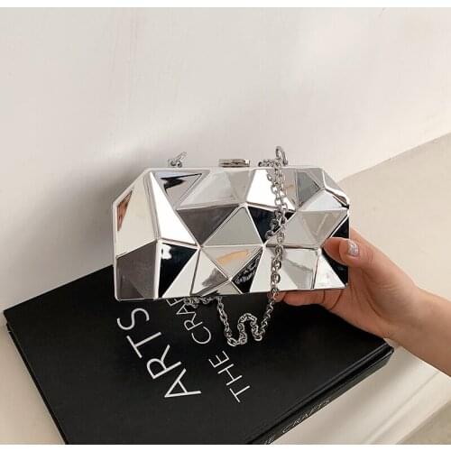 Metal Frame Small Bags for Phone 2021 Trend Geometric Woman Shoulder Bags Chain Fashion Coin Purse Luxury Designer Crossbody Bag