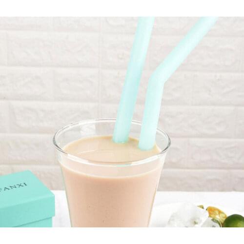 Reusable Food Grade Silicone Drinking Straw Juicing Smoothies Milkshakes Bar Drinks straws Cleaning Brushes Wedding supplies