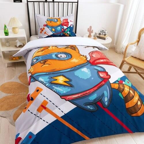 Cartoon Anime Bear Bedding Set Printing Pillowcase Quilt Cover Double Size Home Textile Decoration Kids Room Duvet Cover