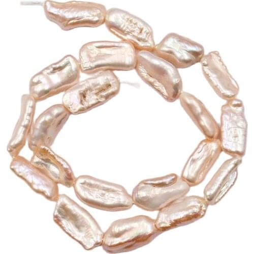 APDGG Natural Pink Straight-Drilled Irregular Biwa Freshwater Pearl String Necklace Jewelry Making DIY