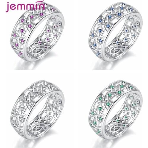 Newest Hollow Out Trendy Cubic Zircon 925 Sterling Silver Piercing Rings Hot Sale Jewelry Flower Pattern Charm Ring For Women