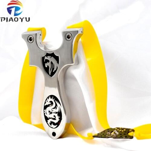 Dragon and Lion Shape Hollow Design Stainless Steel Mirror Slingshot High Quality Outdoor Shooting Catapult Hunting Accessories
