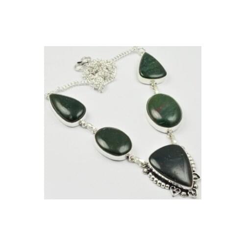 Blood Stone Necklace Silver Overlay over Copper , 53.5 cm, N2246