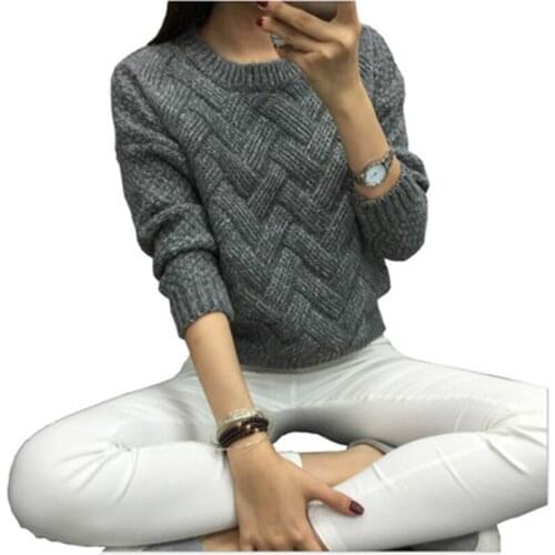 Vintage Women Sweater New Autumn Fashion O-neck Pullover Winter Knit Basic Tops Loose Female Knitwear Outerwear Plus Size Coats