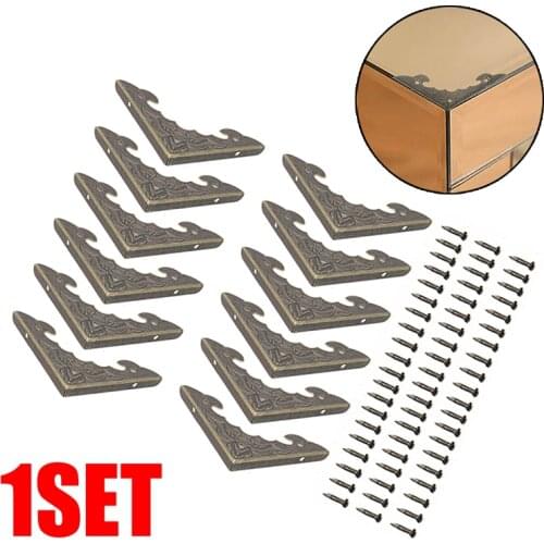 12Pcs Metal Corners Antique Brass Jewelry Gift Box Corner Brackets Protector Guards Wood Case Furniture DIY Decoration