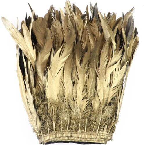 1 Meter Spray Golden Rooster Feathers Trim Fringe Dress Decoration Chicken Plumes Ribbon Sewing Crafts 25-30 CM/10-12 inches
