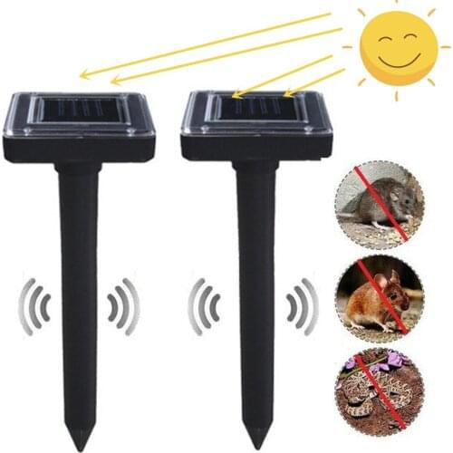 Solar Ultrasonic Vibration Rat and Snake Repellent Pest Garden Lawn Outdoor Waterproof LED Light Repeller