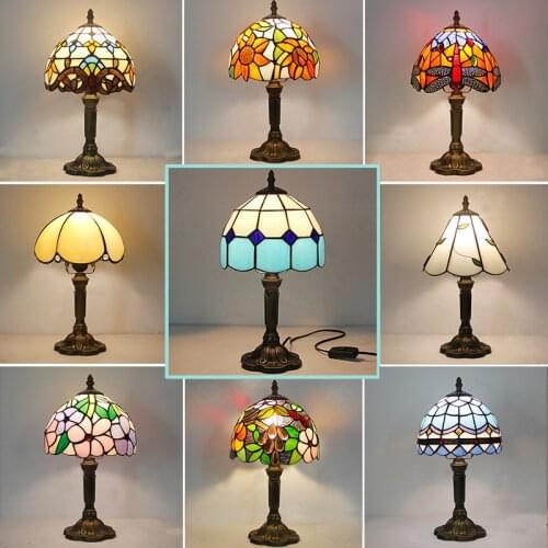 Tiffany Vintage Stained Glass Table Lamps for Living Room Bedroom Mediterranean Turkish Desk Lamp Bedside Stand Light Fixtures