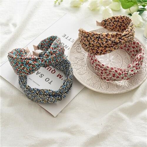 Ruoshui Woman Corss Top Hairband Floral Wide Headband Bezel Women Hair Accessories Headdress Headwear Turban Ornaments