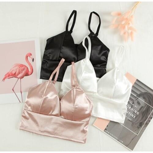 SVOKOR Womens Tube Top Silk Comfortable Crop Top Sexy Camisole Wireless Summer V-Neck Sleeveless Underwear