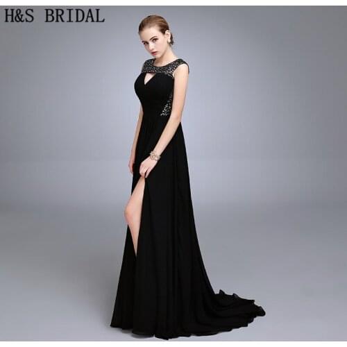 HS05 Sequins Sexy Straps Custom Evening Dress vestido de noiva Evening Party Dress 2020 Chiffon Prom Dresses 2020