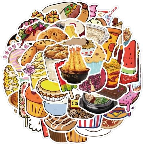 10/50PCS Cartoon Food Graffiti Stickers Skateboard Fridge Guitar Motorcycle Luggage DIY Classic Toy Sticker Decal for Kid
