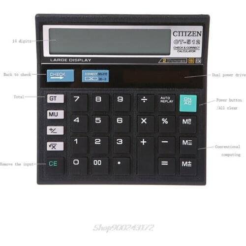 12-Digit Solar Battery Dual Power Large Display Office Desktop Calculator CT-512 Jy30 20 Dropship