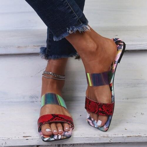 2021 Womens Sandals Summer New Fashion Snake Pattern Flat Sandals Plus Size European And American Casual Sandals Female Shoes