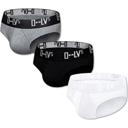 3PCS/LOT Brand Fashion Men Underwear Briefs Cotton Male Panties Comfortable Underpants Quick Dry Cueca Tanga Print Low Waist