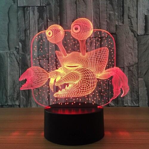 Crab 3D Lamp USB Novelty Gifts 7 Colors Changing Led Night Lights 3D LED Desk Table Lamp as Home Decoration Party Decor Gift