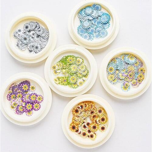 1Jar 3D Daisy Flower Nail Art Patches Japanese Style Wood Pulp Slices Paper Sticker Nail Ornament Crafts DIY Decorations Tr#077