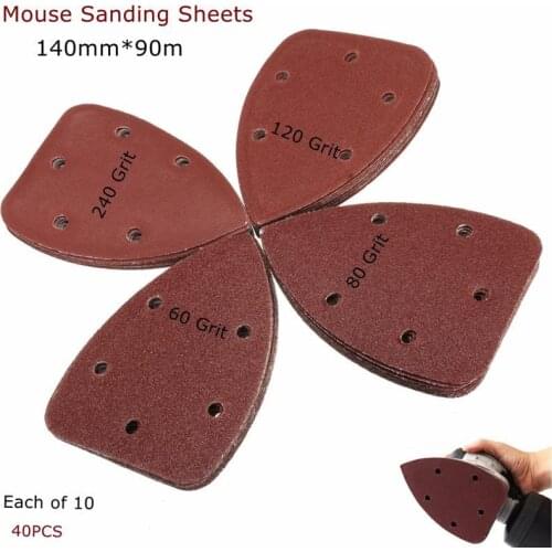 40Pcs/lot Mouse Sanding Sheets Discs Sandpaper for Black and Decker Detail For Palm Sander