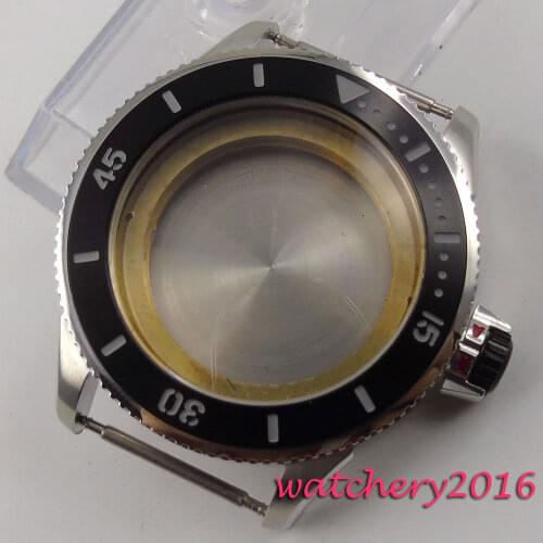 43mm black watch bezel Watch Case fit eta 8215 2836 miyota 8215 8205 Movement