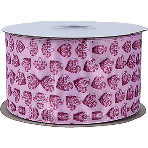 50yards/lot) Pink diamond heart hair bow ribbons