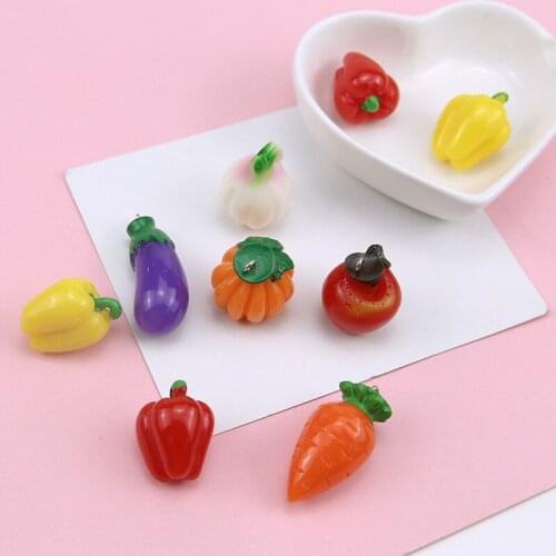 6pc Cute Creative Ear Jewelry For Child Girls Vegetables Chili Eggplant Carrot Resin Pendant Earrings For Women Diy Accessories