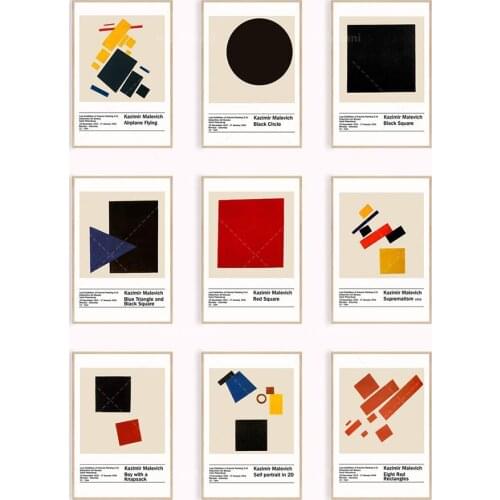 Affiche d'exposition d'art de Kazimir Malevitch, impressions d'art de Malevitch, Art géométrique, affiche de Malevitch