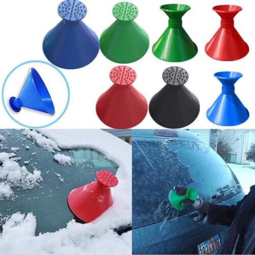 Car Auto Winter Window Windshield Magic Ice Scraper Tool Cone Shaped Outdoor Funnel Remover Snow Brush Ice Shovel Round Styling