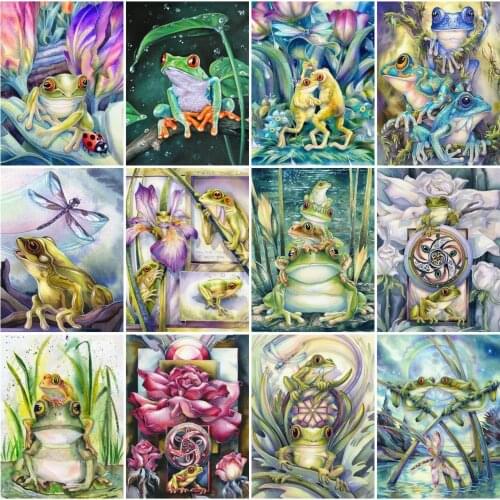 AZQSD Full Drill Diamond Painting Frog Cross Stitch 5D Diamond Embroidery Animals Mosaic Home Decor Gift Handmade Home Decor