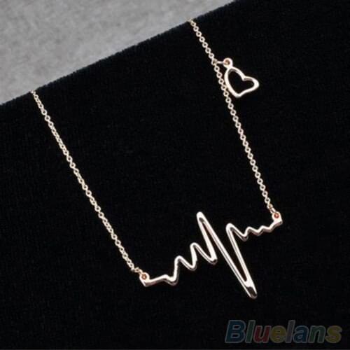 Bluelans Womens Alloy Heart Beat Pendant Chain Choker Collar Bib Jewelry Necklace