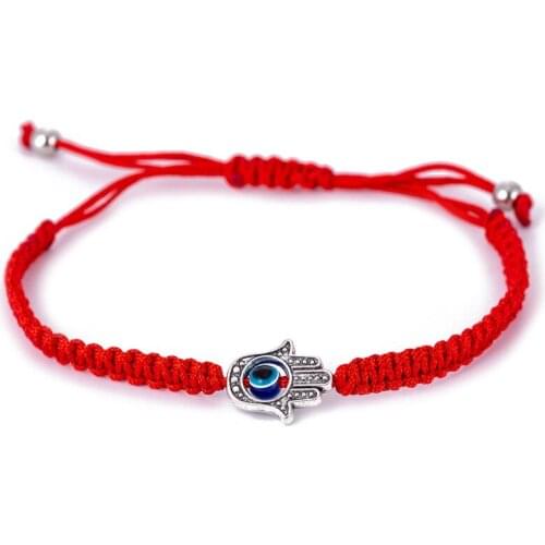 Red Rope Braided Bracelets for Women Men Palm Blue Eye Beads Adjustable Classic Hand Jewelry Gift DropShipping