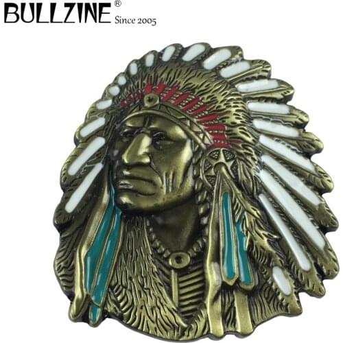Bullzine cowboy jeans gift metal belt buckle with antique brass finish FP-01636-2 for 4cm width belt