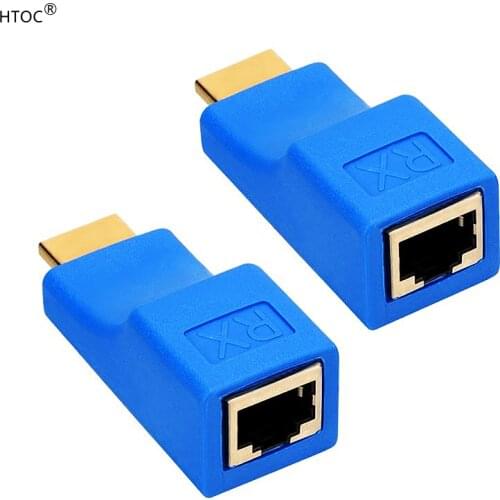 HTOC HDMI Extender Cat 5e / 6 1080p up to 30m Extender for HDTV HDPC PS4 STB 4K 2K (2-Double Port-30m)
