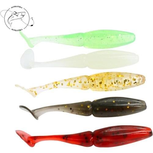 Artificial Boot Tail Rubber Soft Bait 10pcs/set Swim bait Sea Fishing Lure 5Colors 6cm/1.4g 3D Eyes Wobbler Bionic Bait