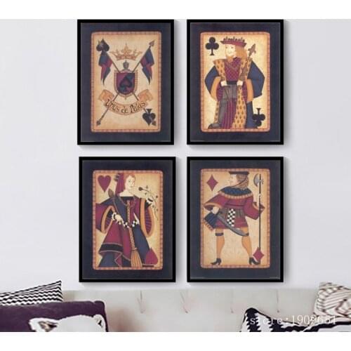 No frame modern queen of poker still life canvas printings oil painting printed on cotton hotel wall art decoration pictures