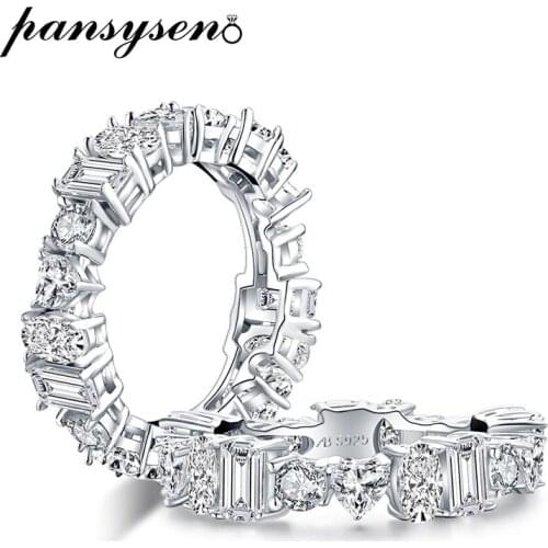 PANSYSEN Unique Design Wedding Bands Solid 925 Sterling Silver Created Moissanite Diamond Engagement Ring for Women Wholesale