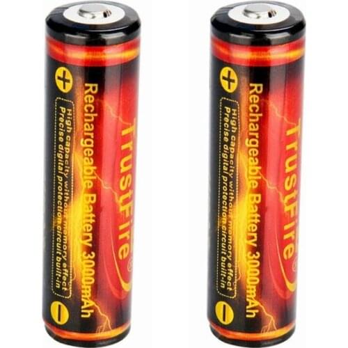 2Pcs Button Top 18650 3000mAh Li-ion 3.7V Rechargeable Lithium Battery for LED Flashlights Speaker DIY Power Bank Fan