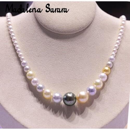 MADALENA SARARA AAA 6-9MM Saltwater Pearl NECKLACE Women Luxury Necklace Jewelry Southsea Pearl Akoya Tahitian Pearl 18"