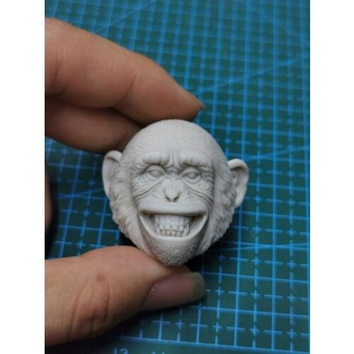 1/6 Scale Chimpanzee Animal Unpainted Head Model Laughing Version DIY