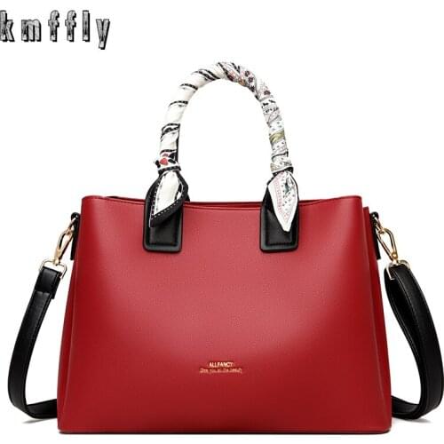 Contrasting Color Design Trend Ladies Handbag Simple Silk Scarf Decoration Girl Messenger Bag Shoulder Bag Five Colors Optional