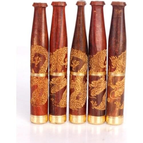 1 Pcs Rosewood Sculpture Natural Wood Double Filter Pipes Tobacco Pipe Mouthpiece Smoking Pipe Smoke Cigarette Holder